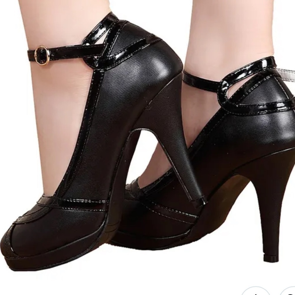Retro vintage 
Getmorebeauty Black Ankle Strappy Buckle Dress High
Heels